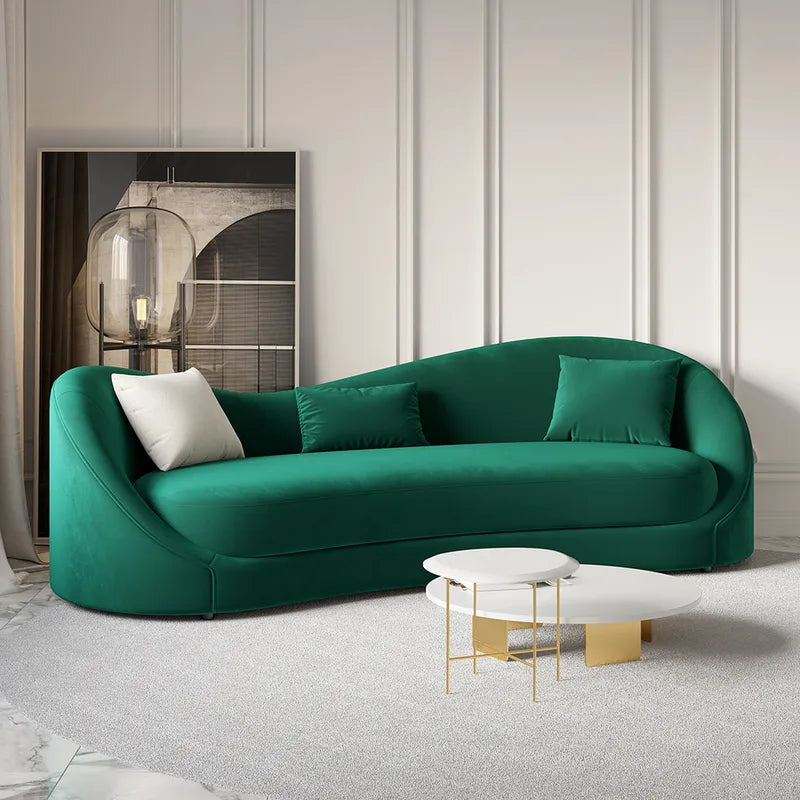 Porsche Modern 3-Seater Sofa in Green Velvet Upholstery for a Luxurious Feel