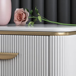 Embre Modern White Bed Side Table With Marble Top