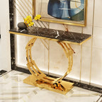Bailey Designer Ring Console With Marble Top and Golden Base