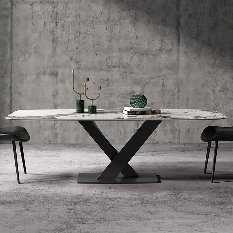 Kian Modern Stone Top 8 Seater Dining Set with Upholstered Chairs
