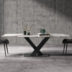 Kian Modern Stone Top 8 Seater Dining Set with Upholstered Chairs