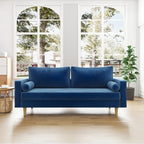 Lauren Royal Blue Suede Fabric Modern Sofa