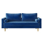 Lauren Royal Blue Suede Fabric Modern Sofa