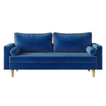 Lauren Royal Blue Suede Fabric Modern Sofa