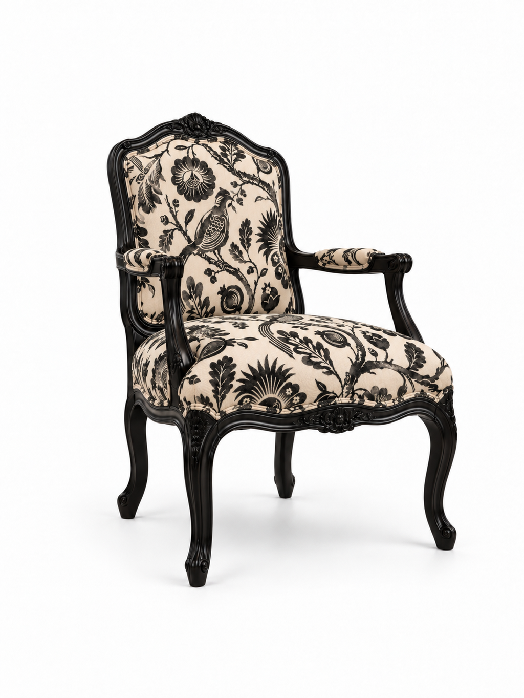 The Virelle Accent Chair — Luxury Carved Solid Wood Statement Chair