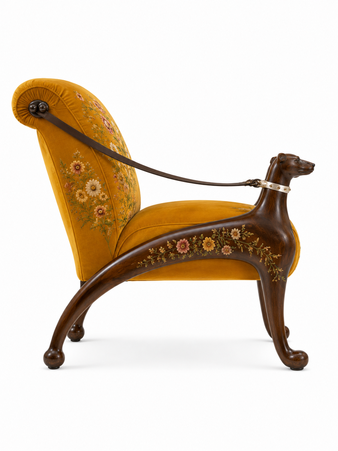 The Primrose Chair — Luxury Floral Teak Wood Accent Chair