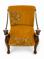 The Primrose Chair — Luxury Floral Teak Wood Accent Chair