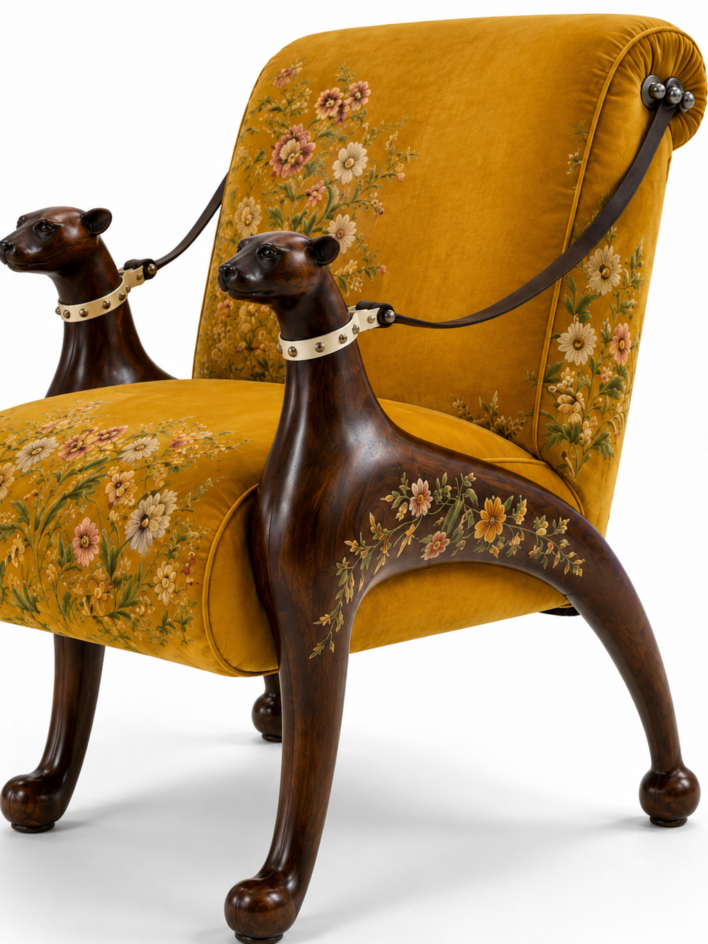 The Primrose Chair — Luxury Floral Teak Wood Accent Chair