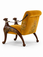 The Primrose Chair — Luxury Floral Teak Wood Accent Chair