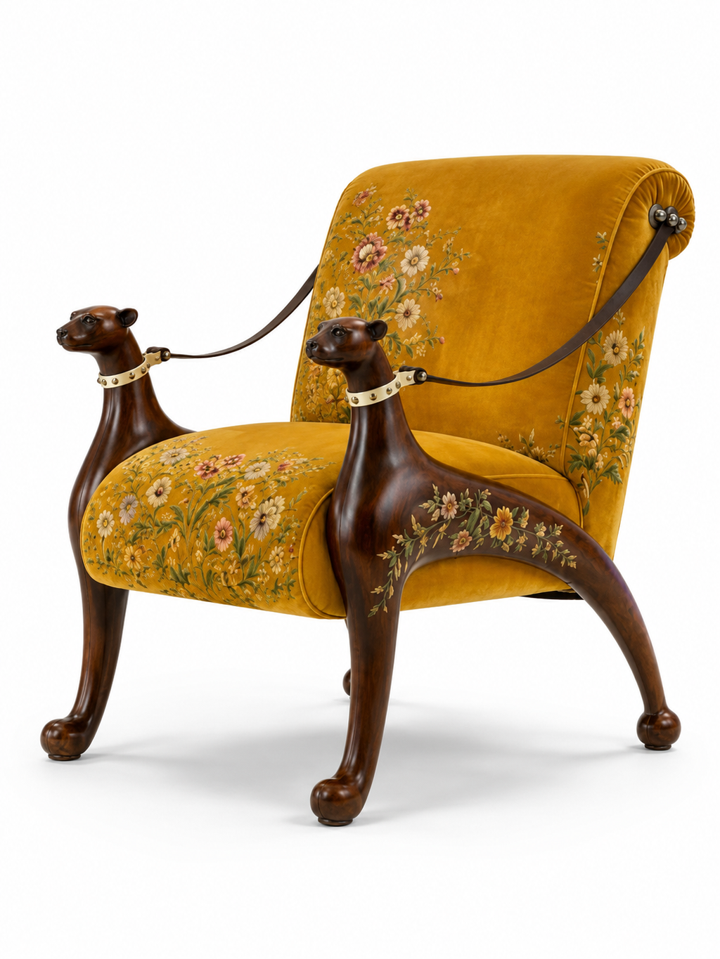 The Primrose Chair — Luxury Floral Teak Wood Accent Chair