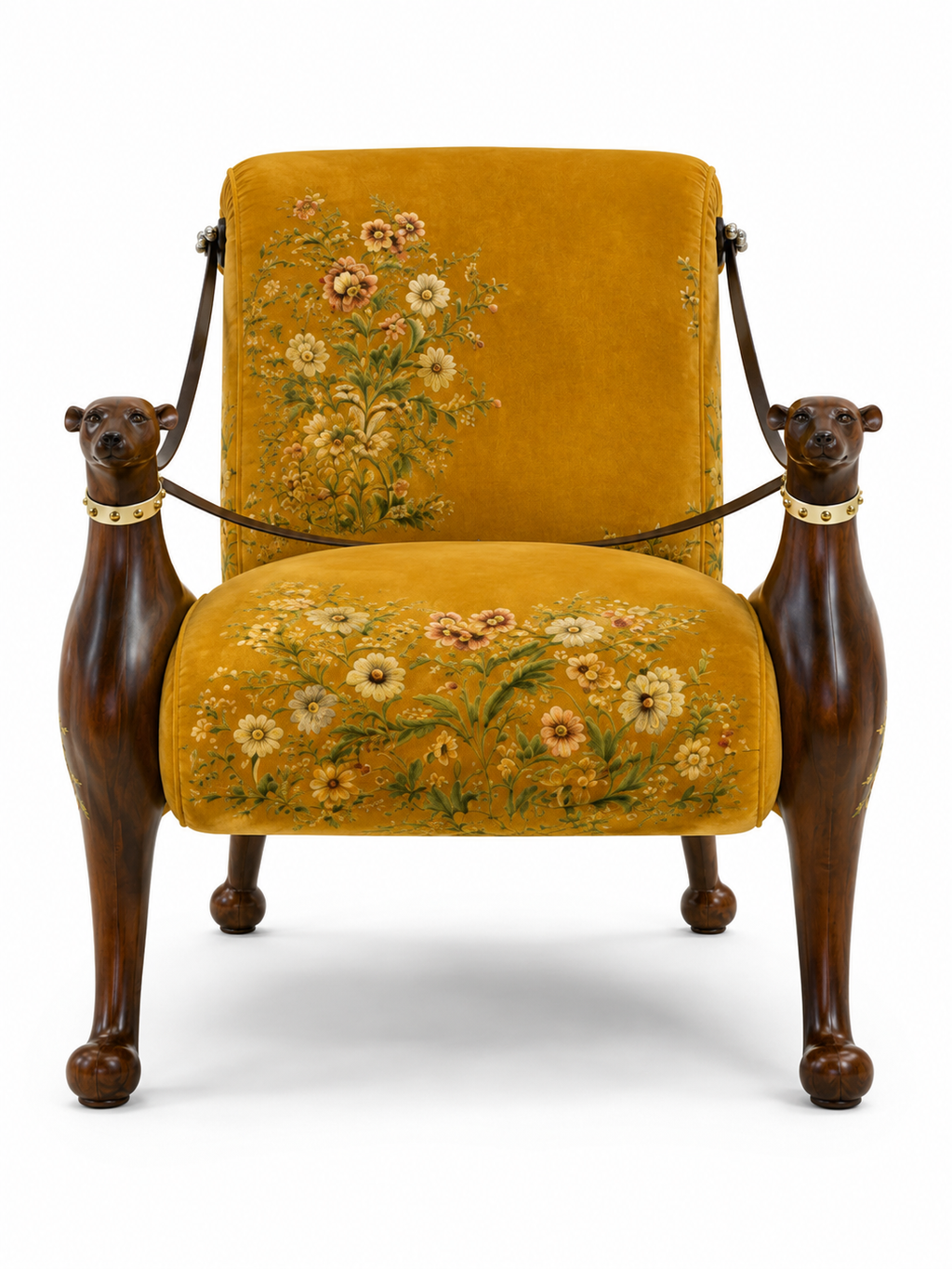 The Primrose Chair — Luxury Floral Teak Wood Accent Chair
