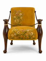The Primrose Chair — Luxury Floral Teak Wood Accent Chair