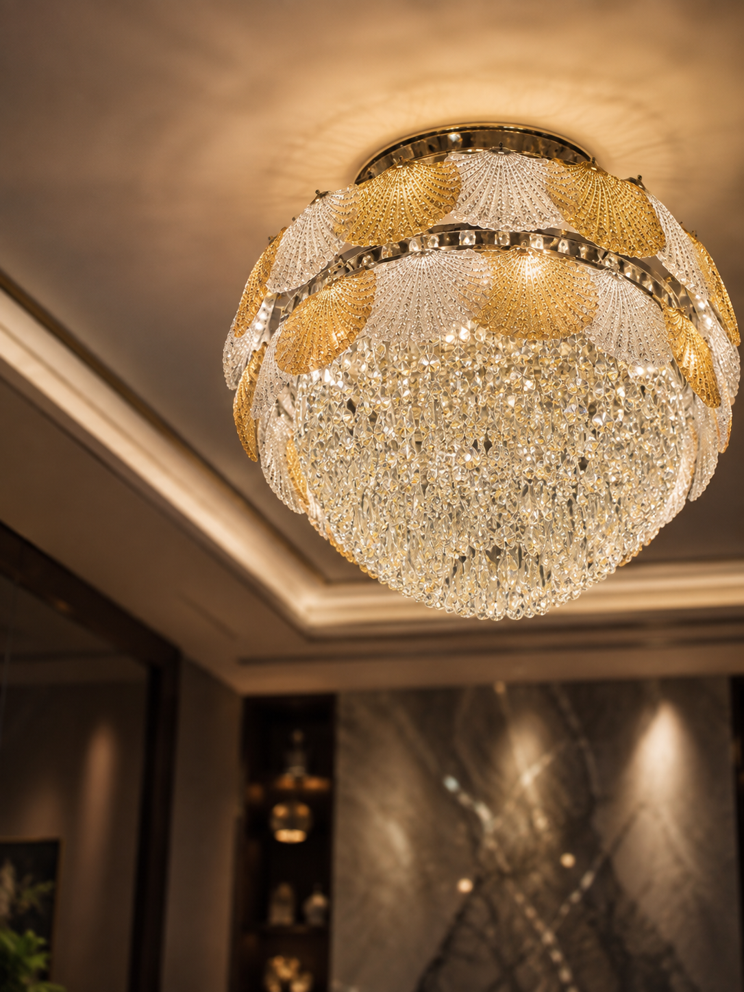 The Solmire Chandelier — Luxury Crystal Canopy Flush Mount Chandelier