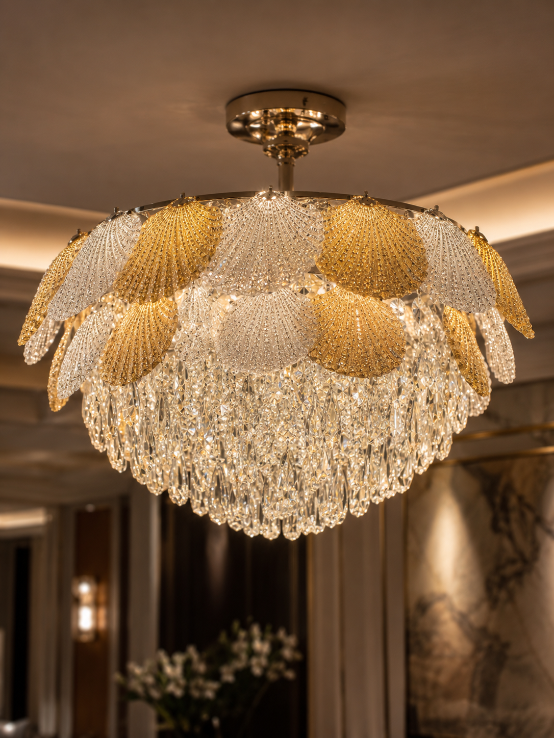 The Solmire Chandelier — Luxury Crystal Canopy Flush Mount Chandelier