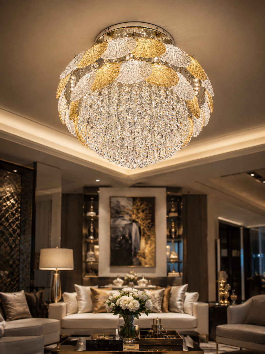 The Solmire Chandelier — Luxury Crystal Canopy Flush Mount Chandelier