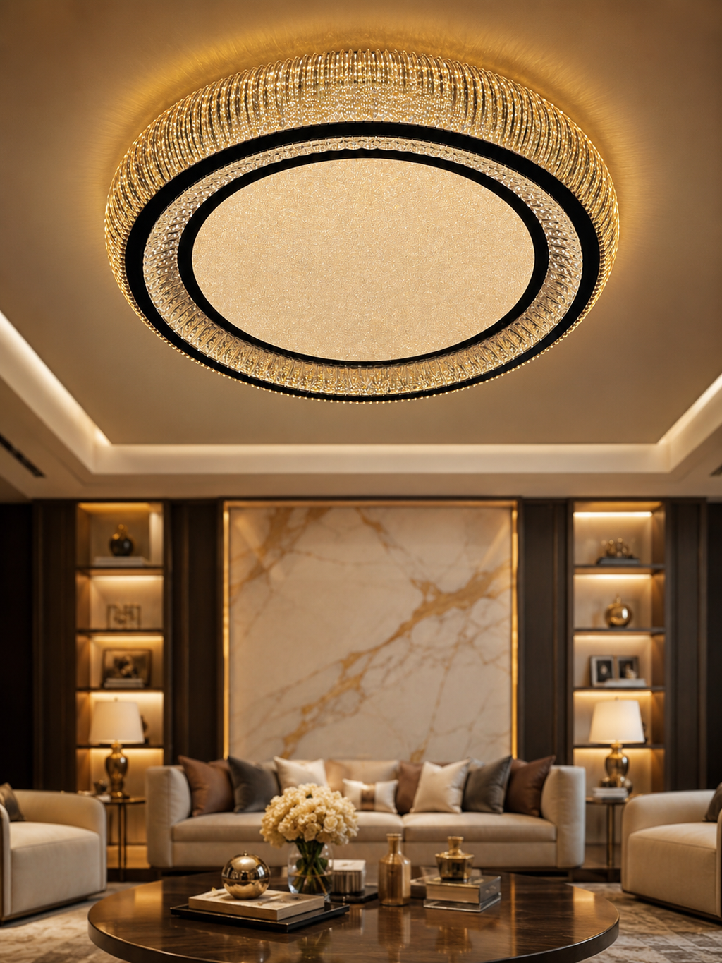The Caelora Chandelier — Luxury Crystal Halo Ceiling Chandelier