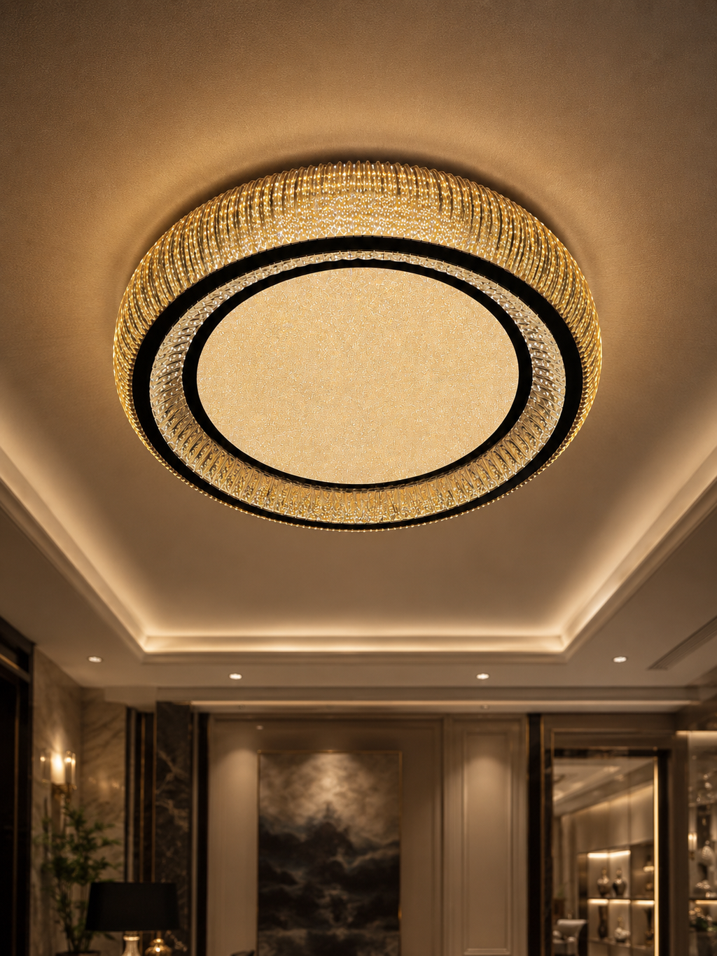 The Caelora Chandelier — Luxury Crystal Halo Ceiling Chandelier