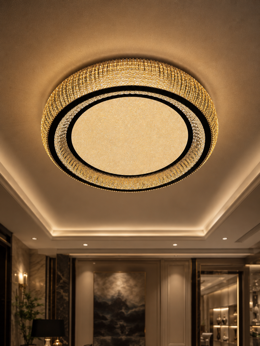 The Caelora Chandelier — Luxury Crystal Halo Ceiling Chandelier