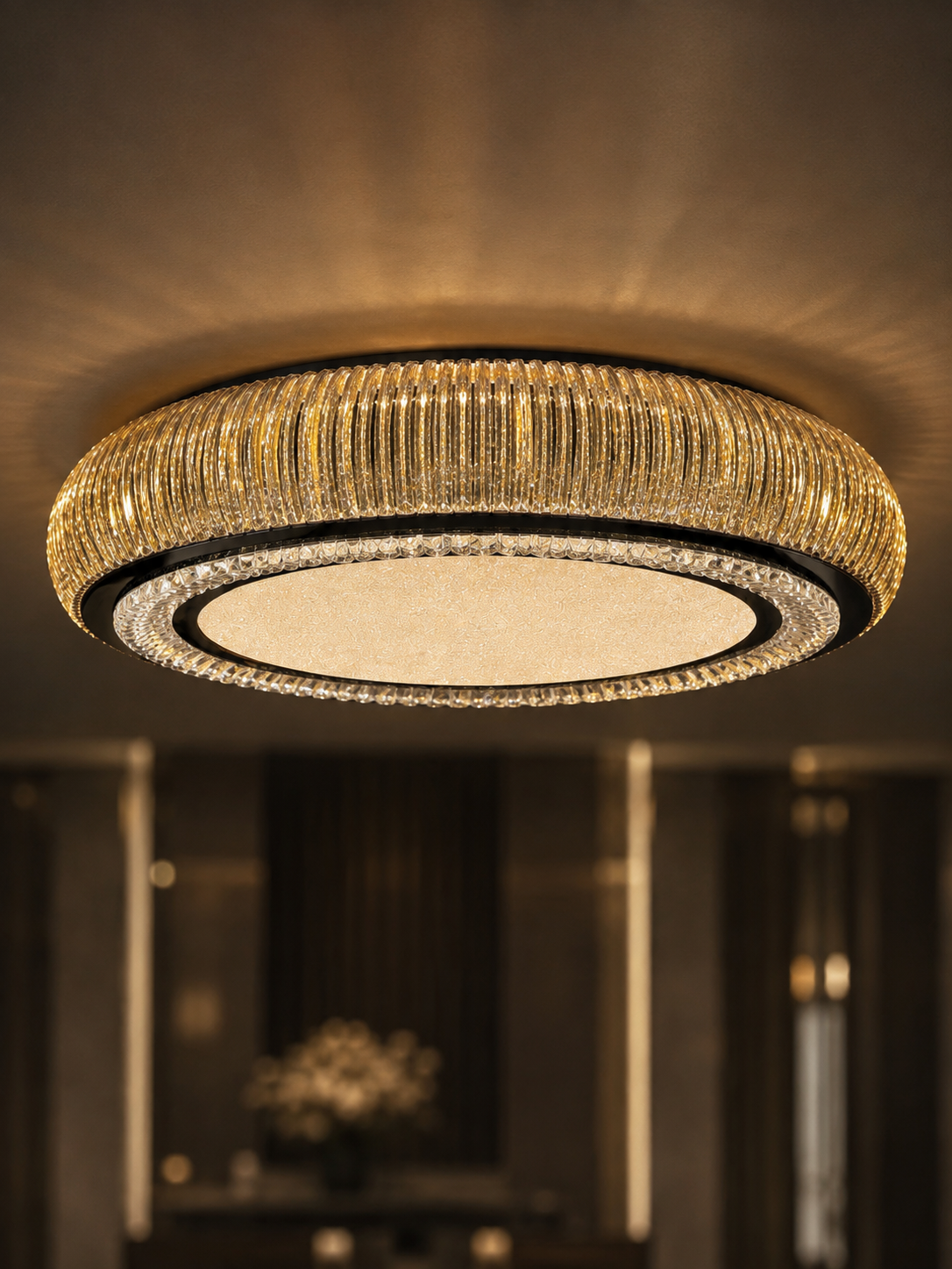 The Caelora Chandelier — Luxury Crystal Halo Ceiling Chandelier