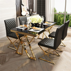 Grandeur Rectangular dining table made of tempered glass with a sleek black finish measuring 1400mm.