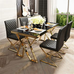 Grandeur Rectangular dining table made of tempered glass with a sleek black finish measuring 1400mm.