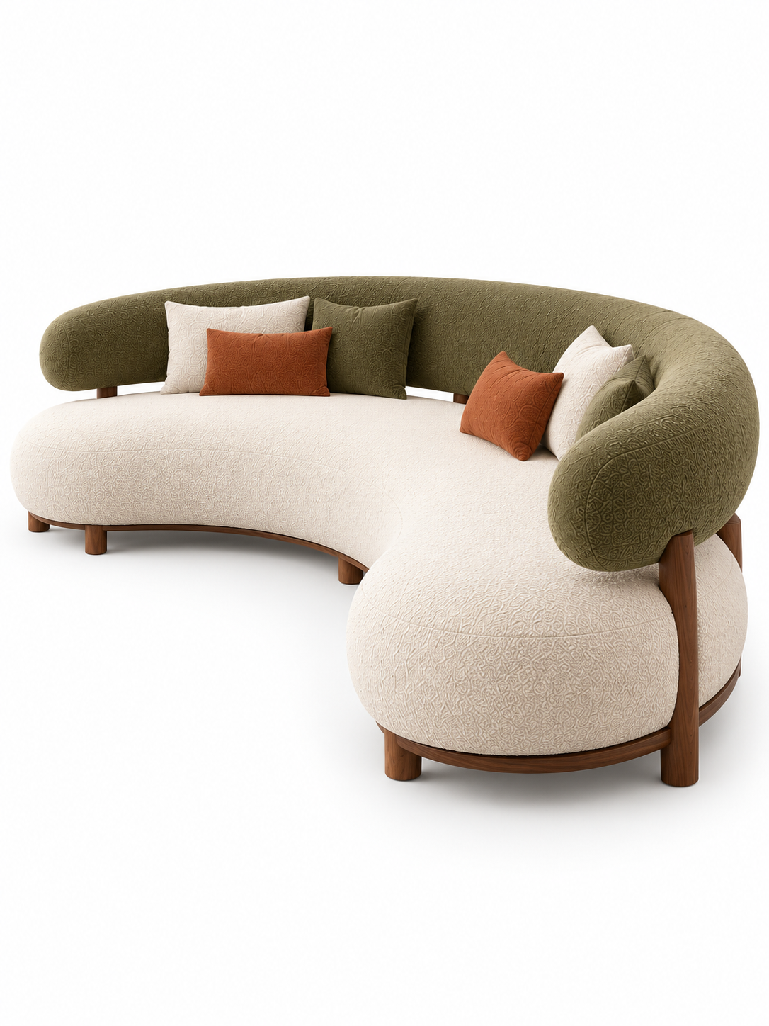 The Crelora Sofa — Luxury Modern Curved 5 Seater Bouclé Fabric Sofa