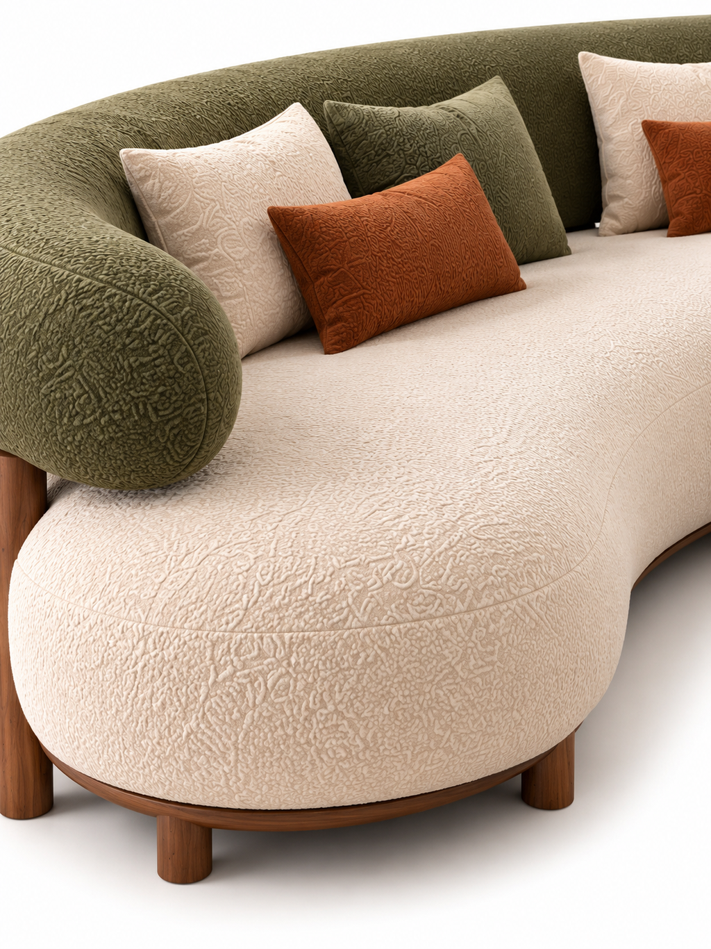 The Crelora Sofa — Luxury Modern Curved 5 Seater Bouclé Fabric Sofa