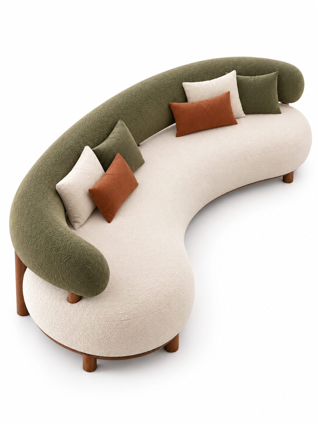The Crelora Sofa — Luxury Modern Curved 5 Seater Bouclé Fabric Sofa