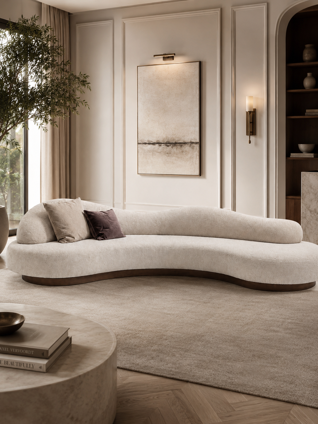 The Umbria Sofa — Luxury Curved Bouclé 5 Seater Sofa