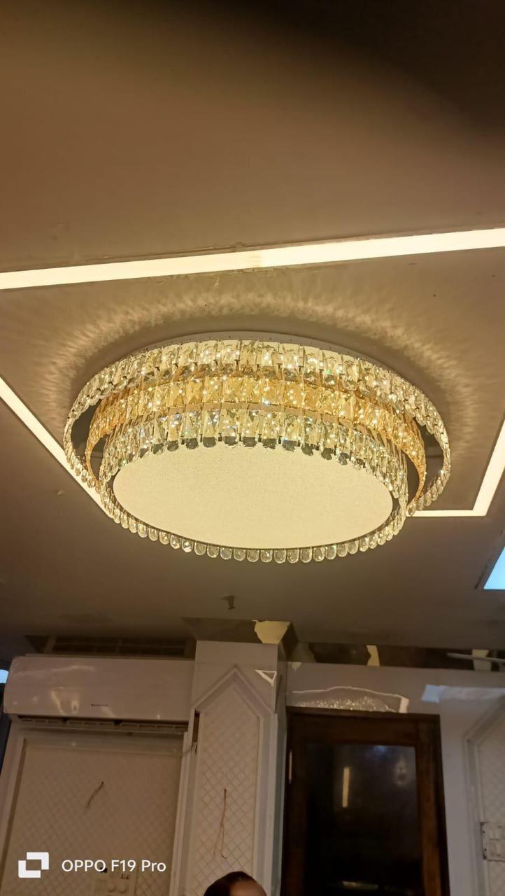 The Kalyvane Halo Chandelier — Luxury Crystal Flush Mount Ceiling Light
