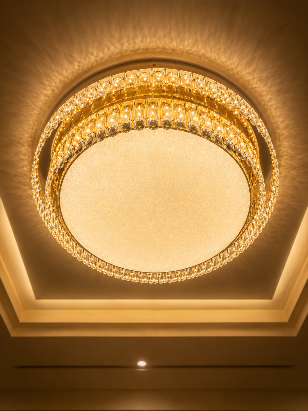The Kalyvane Halo Chandelier — Luxury Crystal Flush Mount Ceiling Light