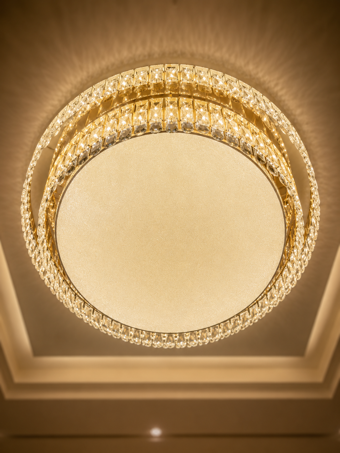The Kalyvane Halo Chandelier — Luxury Crystal Flush Mount Ceiling Light