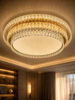 The Kalyvane Halo Chandelier — Luxury Crystal Flush Mount Ceiling Light