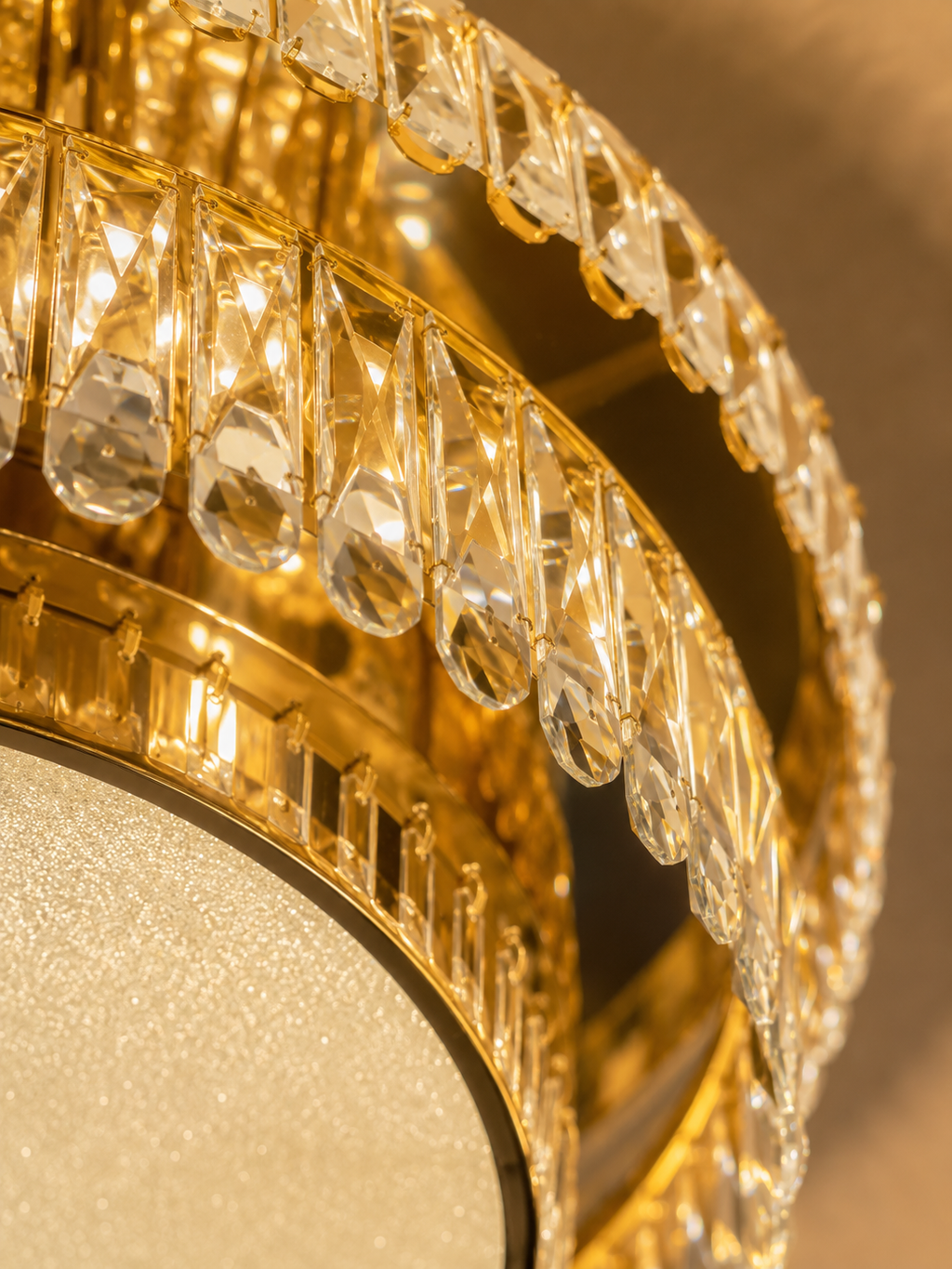 The Kalyvane Halo Chandelier — Luxury Crystal Flush Mount Ceiling Light