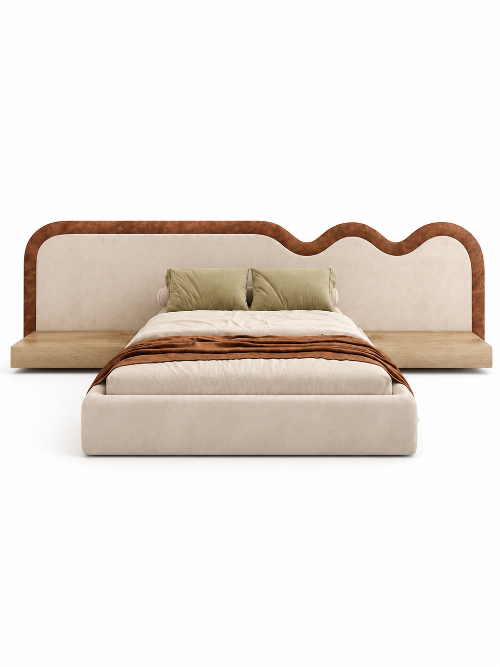 The Valmora Bed — Luxury Curved Headboard Contemporary Bed