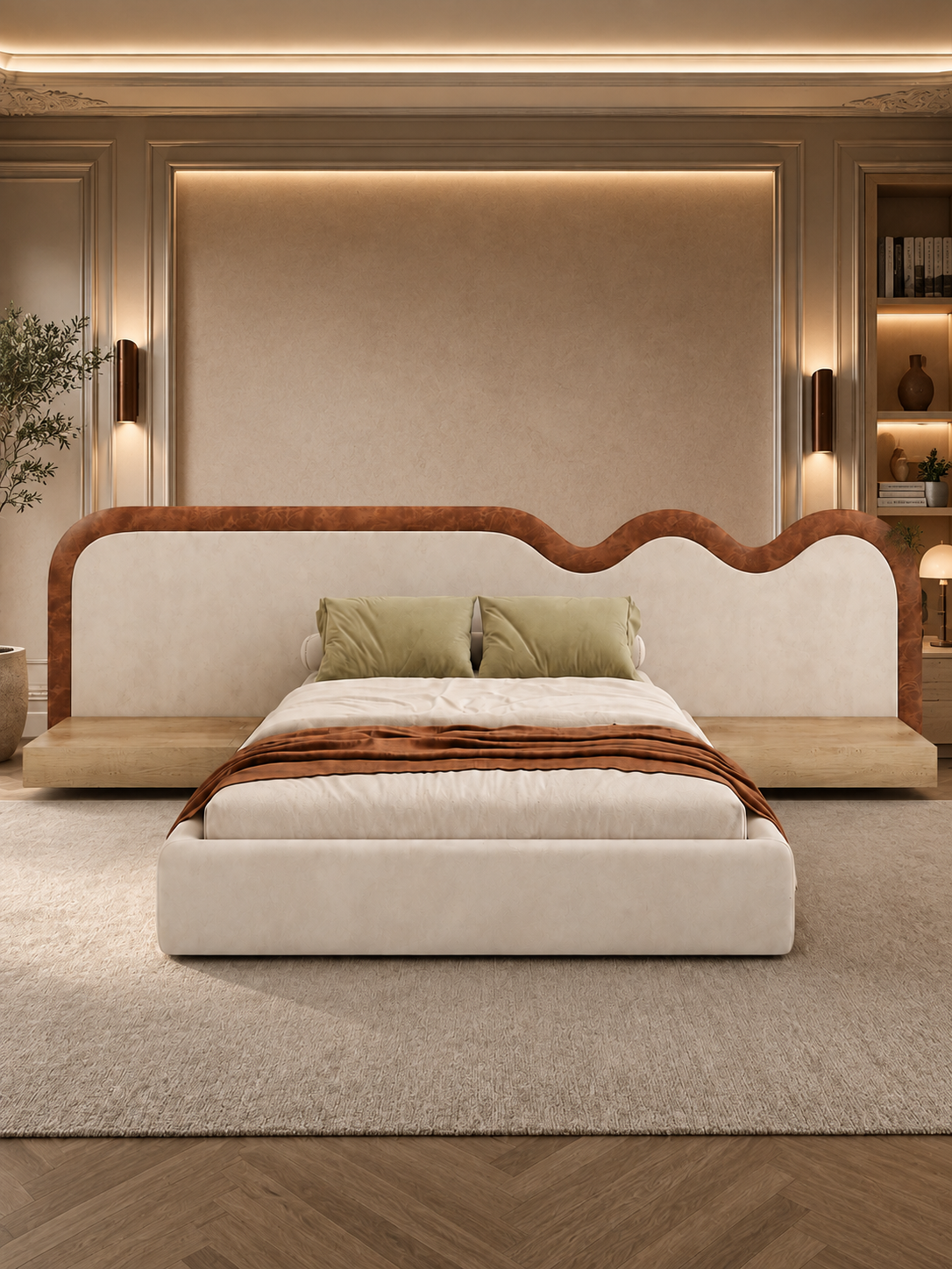 The Valmora Bed — Luxury Curved Headboard Contemporary Bed