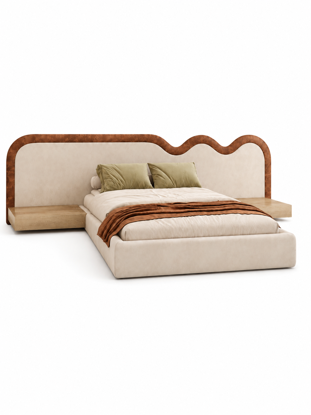 The Valmora Bed — Luxury Curved Headboard Contemporary Bed