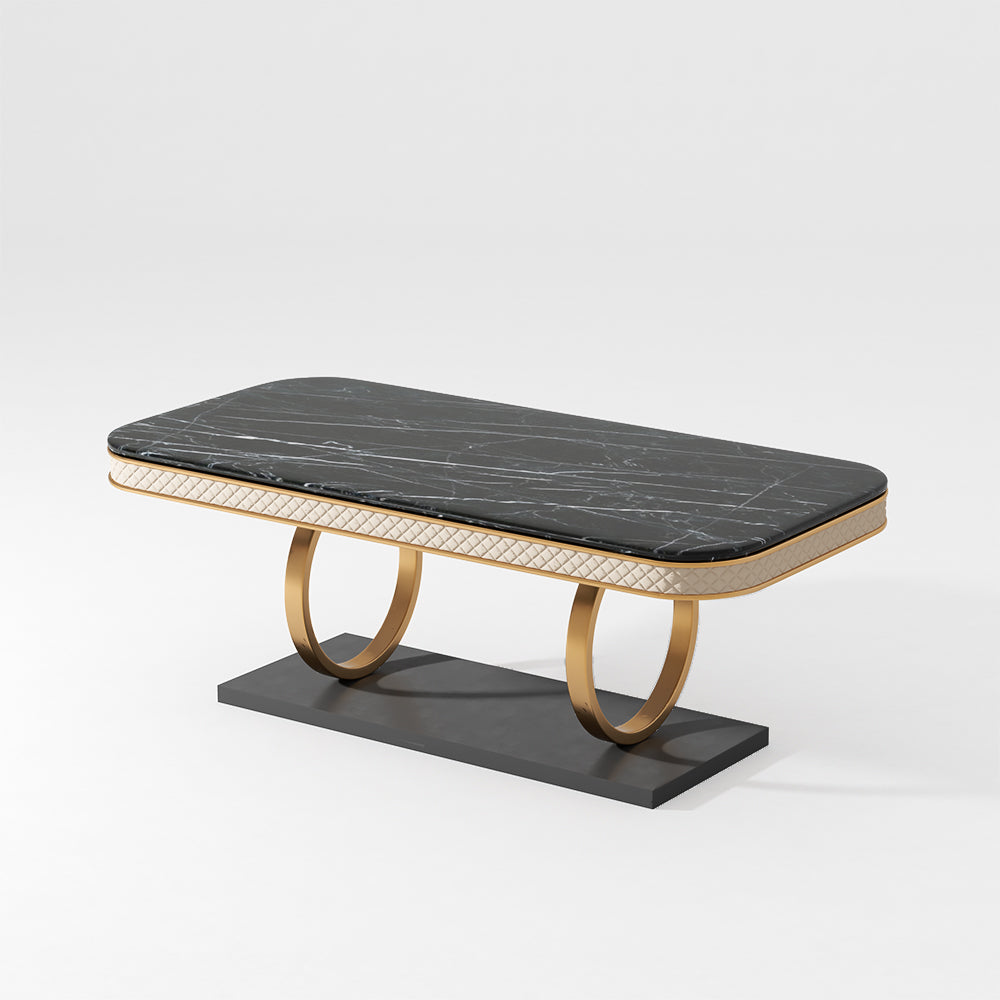 Zorian Modern Luxury Dining Table Set featuring Natural Marble Top and Metal Frame