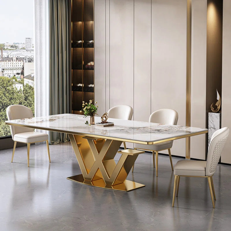 Pedestal Metal Luxury Modern Dining Set