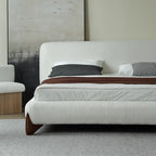 Pearl Modern White Boucle Platform Bed