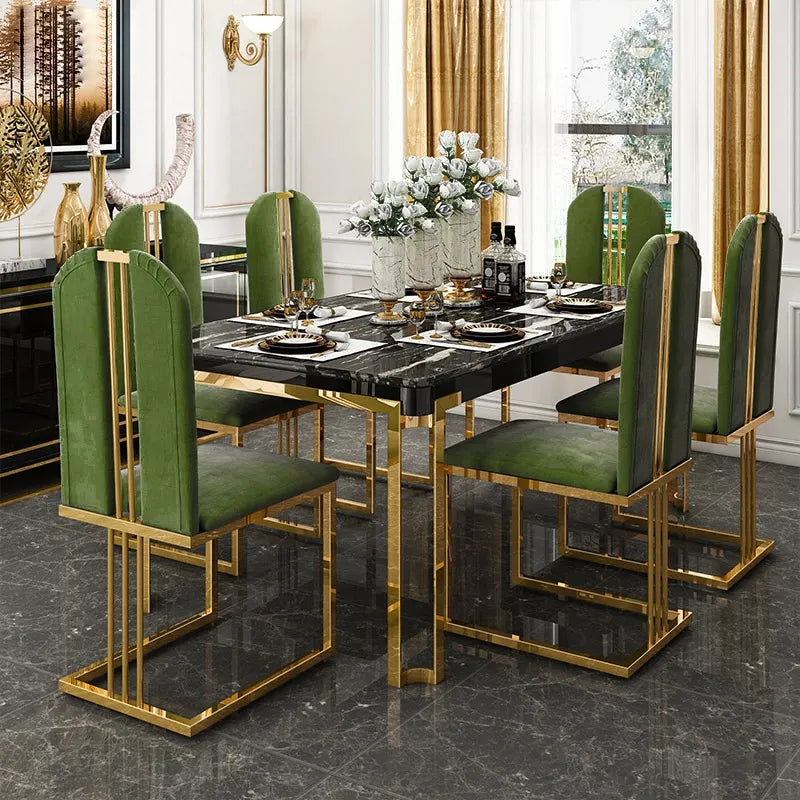 Lyra Royal 6 Seater Dining Table and Chair Combination Set with Tempered Glass Dining Table