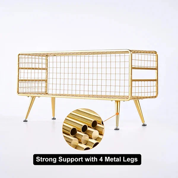 Mesha Modern Metal Mesh Bookshelf In Gold