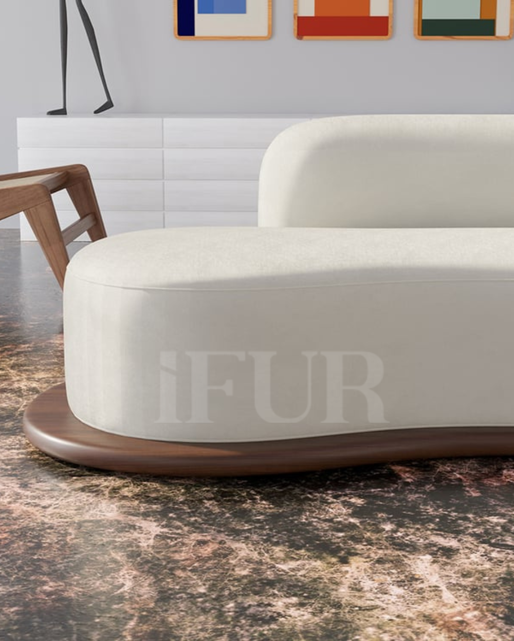 Arcadia Flow 5 Seater Curved Sofa with Low Back Wooden Base