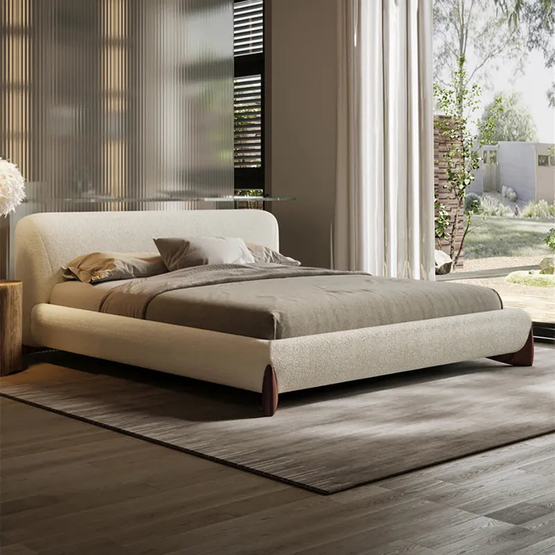 Pearl Modern White Boucle Platform Bed