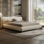 Pearl Modern White Boucle Platform Bed