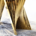 Noble Modern dining table featuring a luxurious marble top and a sleek stainless steel pedestal base final part payment