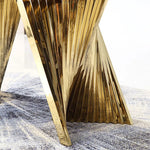 Noble Modern dining table featuring a luxurious marble top and a sleek stainless steel pedestal base final part payment