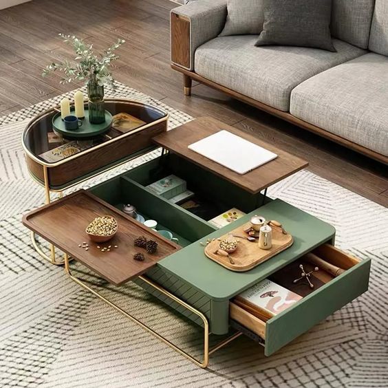 Jasper iFur Green Coffee Table Set