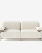 Canyon Cream Velvet 2 Seater Modular Sofa With Ash Wood Frame