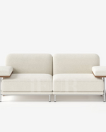 Canyon Cream Velvet 2 Seater Modular Sofa With Ash Wood Frame